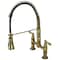 Gourmetier GS1273AL Two-Handle Deck-Mount Pull-Down Sprayer Kitchen Faucet, Antique Brass GS1273AL - alternate 1